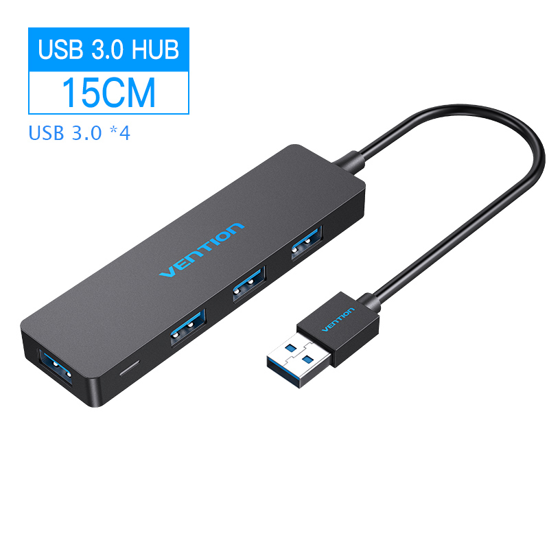Vention USB HUB 4 Port USB 3.0 2.0 Splitter With Micro USB Power Port Multiple High Speed OTG Adapter for Computer Laptop phone: Black CHKBB