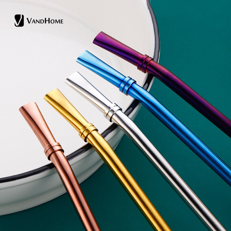 VandHome-pajita para beber, cuchara de acero inoxidable para bebidas, pajilla reutilizable, filtro de paja de té Mate, accesorios para Bar y