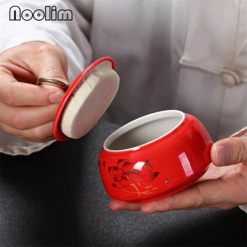 Portable Travel Ceramic Sealed Pot Small Storage Box Household Tea Caddy Canister with Lid Kitchen Spice Jar