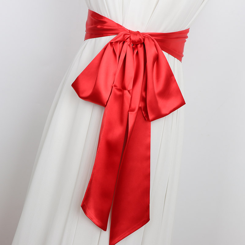 cinturón ancho de seda satinada rojo/blanco/azul para mujer, cinturones largos japoneses Obi con cordones, cinturón de corsé, cinta de tela, faja de 250cm: Gris