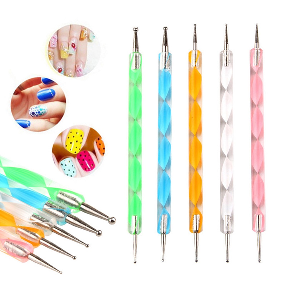 5Pcs Nail Pen Nail Acryl Punt Boor Tool Voor Nail Art Spot Boor Geschikt voor Salon of DIY Gebruik nail Art Kristal Pen Borstel