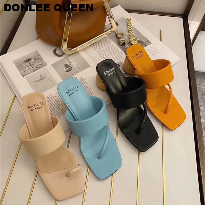 Sommar sandaler dam skor högklackat tofflor dam toffel utomhus rutschbanor träklackar sandaler femmes sandaler