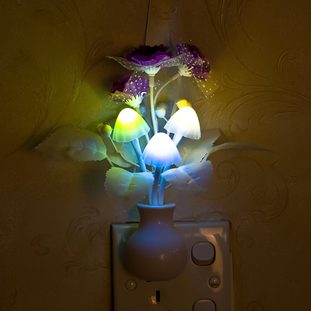 Belle LED colorée lilas veilleuse lampe champignon romantique lilas nuit éclairage pour la maison Art décor éclairage nous/ue Plug