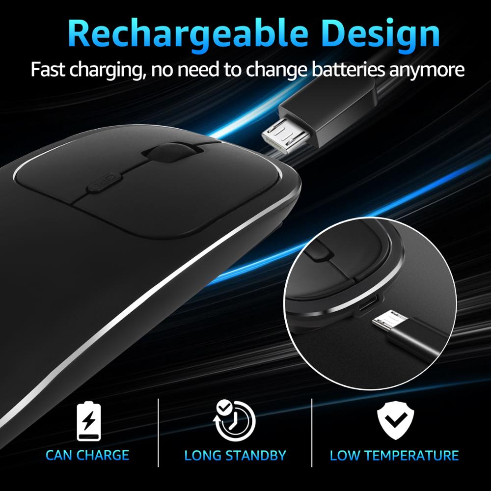 Zienstar Rechargeable 2.4GHz Wireless Bluetooth Mouse,Dual Mode Ultra-Thin Silent Mice Compatible with Apple Mac Laptop Computer