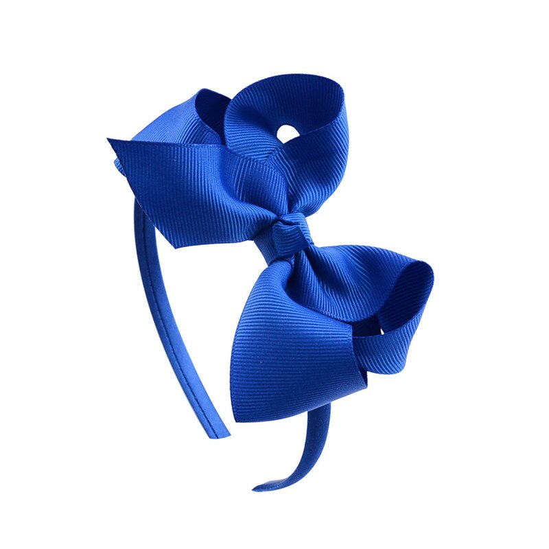 Cinta para el pelo de grogrén para niña, diadema bonita hecha a mano, lazo sólido, 20 colores, 4 pulgadas, accesorios para el cabello para niña: royal blue