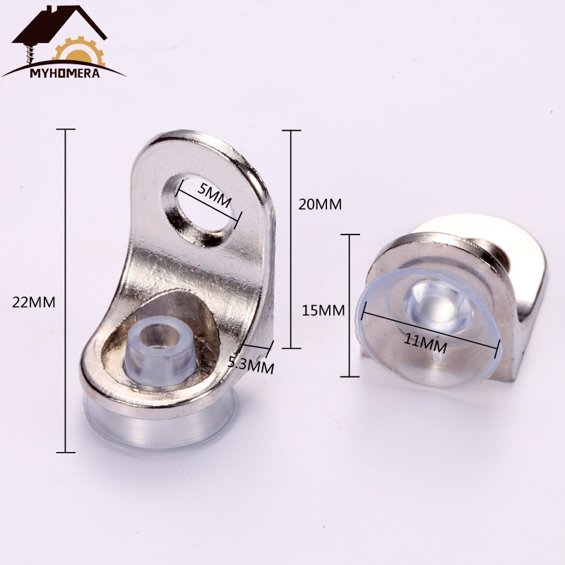 Myhomera 4Pcs Glass Shelf Brackets Suction Support Studs Pegs 5mm Shelves Fixed Cabinet Cupboard Glass Bracket Supporter Hold