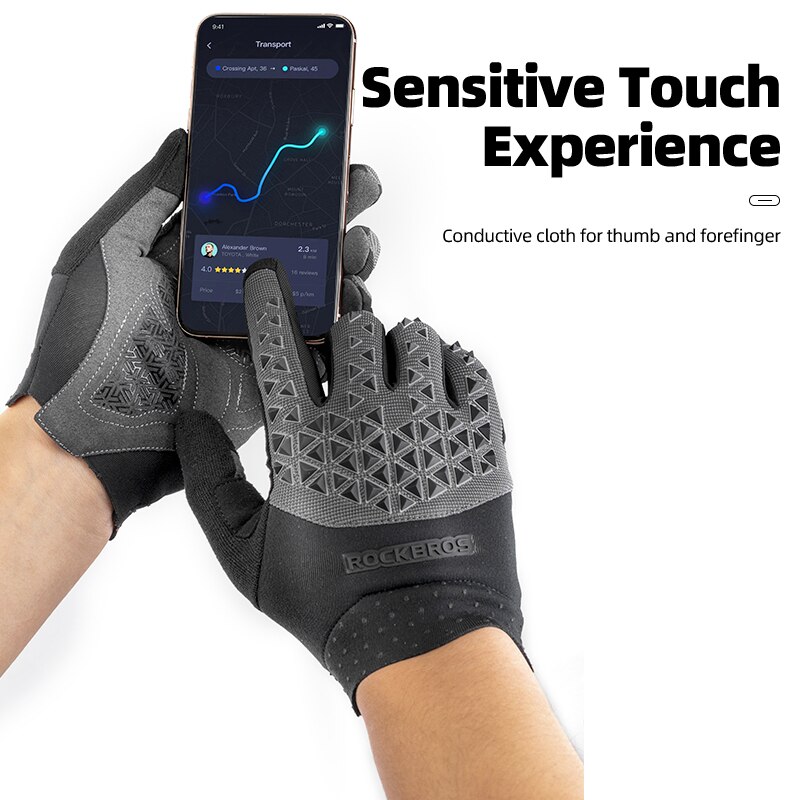 ROCKBROS-guantes de ciclismo para hombre y mujer, manoplas cómodas de dedo largo para bicicleta de carretera o de montaña, accesorios para ciclismo