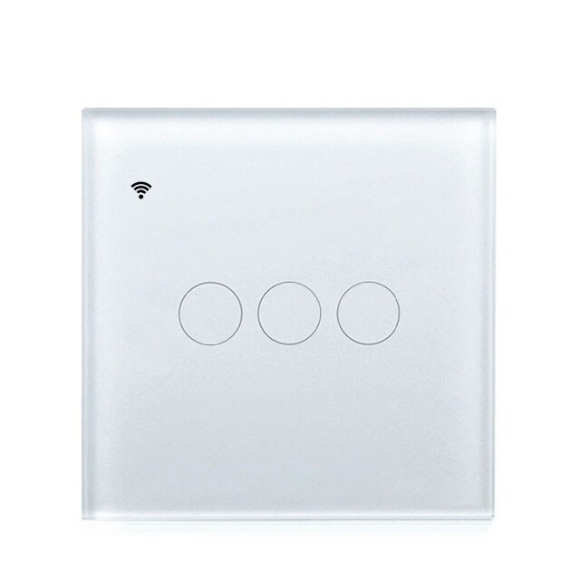 Upgraded EU WiFi Smart Light Touch Switch No Neutral Wire Required Smart Life Tuya APP control Alexa Google Home 1/2/3 Gang: 3gang white