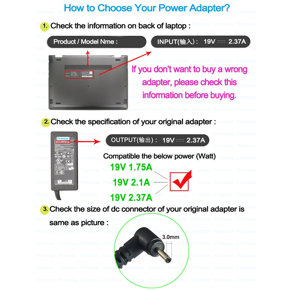 19V 2.37A laptop charger AC power adapter for Medion Akoya P2214T MD99373 MD99430 MD99480 P2213T MD99096 MD99097 MD99115 3.0mm