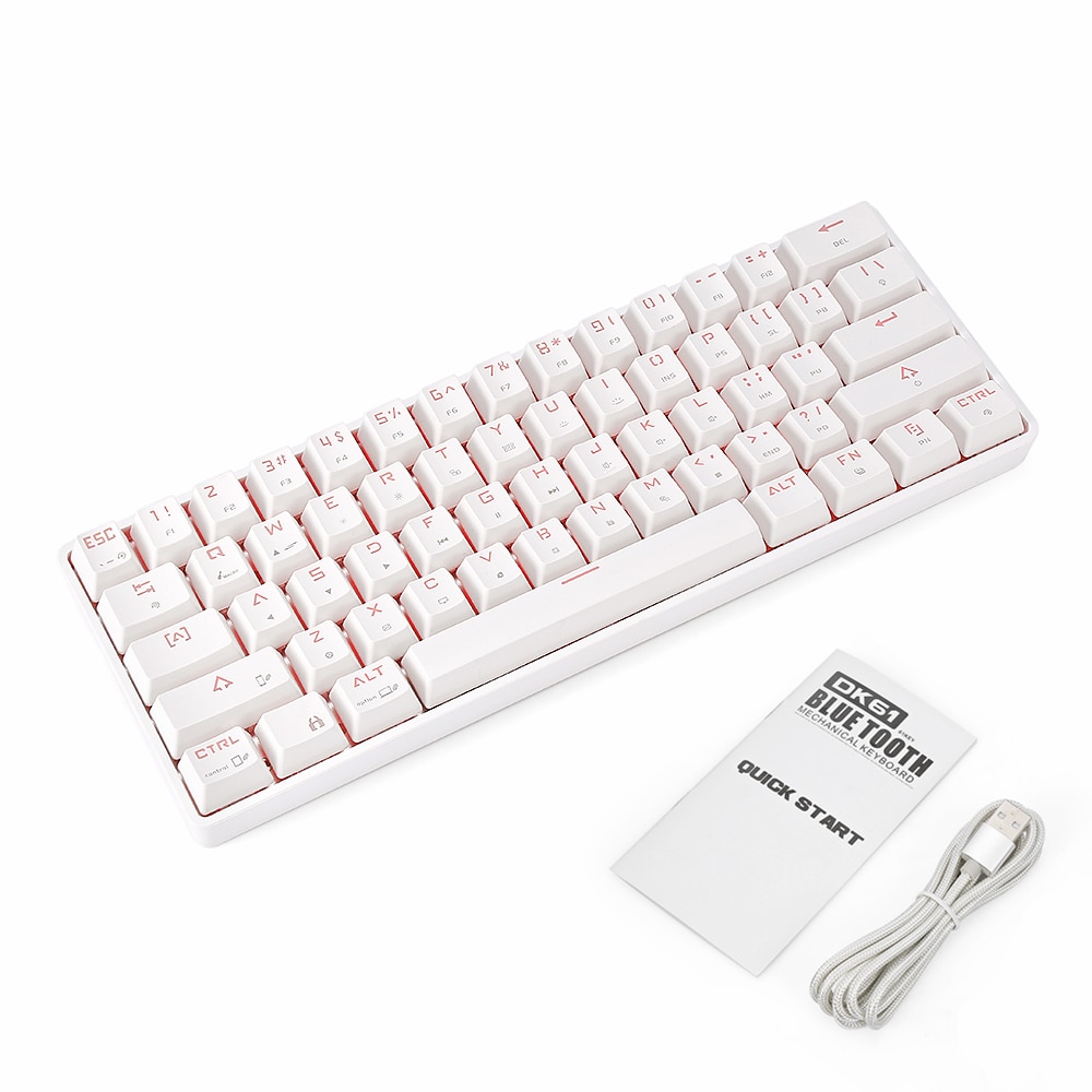 DK61 Wireless Bluetooth Mechanical Keyboard USB Wired Keyboard Blue Switch 61 Keys RGB Backlit Keyboard for Windows Mac Android