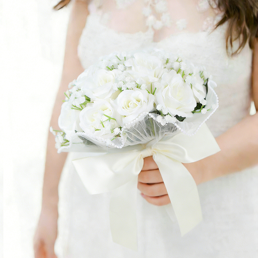 Babysbreath-Rosensträuße für sterben Braut, künstlicher Blumenstrauß für Hochzeiten Ich bin Freien, Valentinstag, Verlobungsfeiern