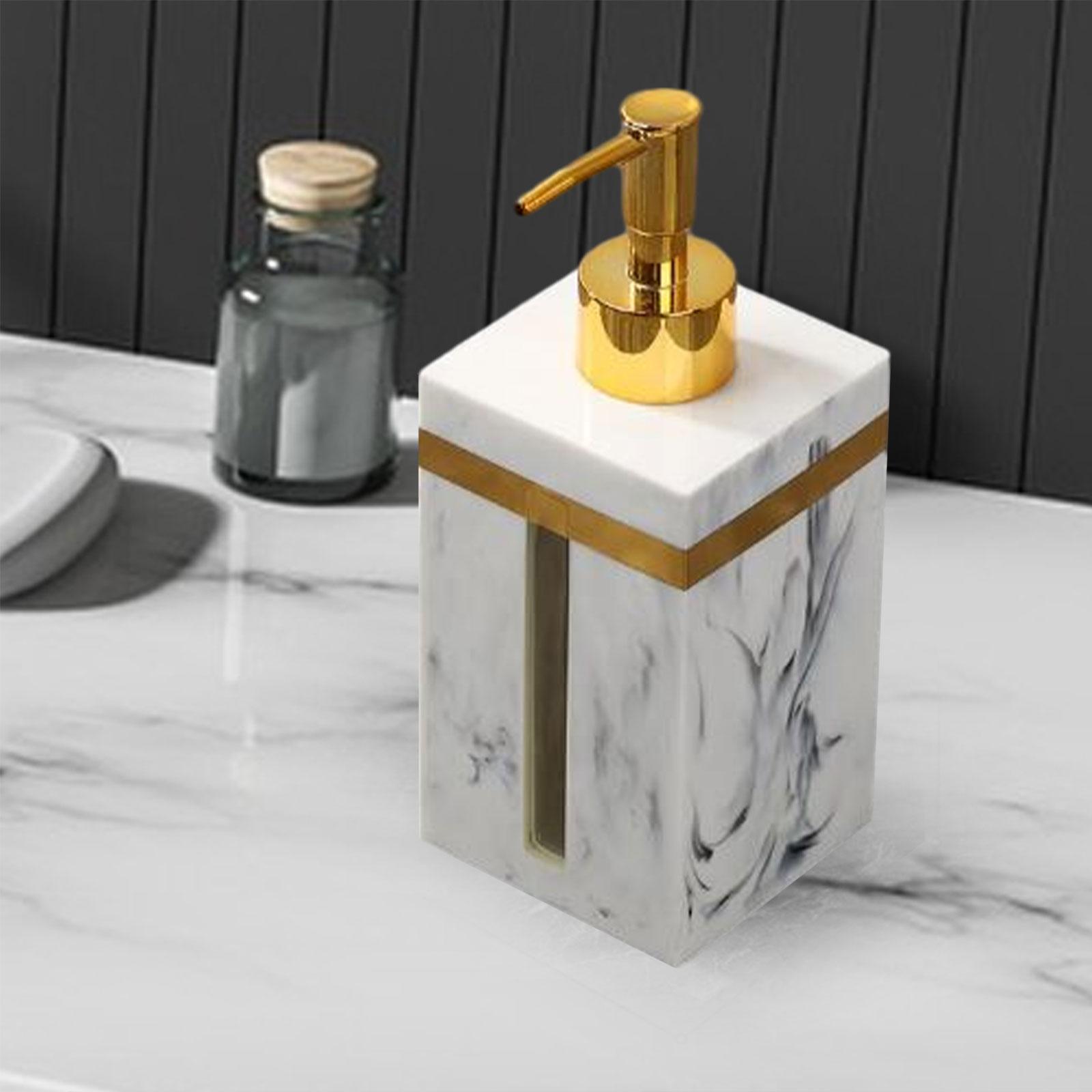 Marble Texture Soap Dispenser Resin Leakproof Hand Soap Liquid Dispenser for Kitchen Laundry Room Hotel Countertop Bathroom: light yellow