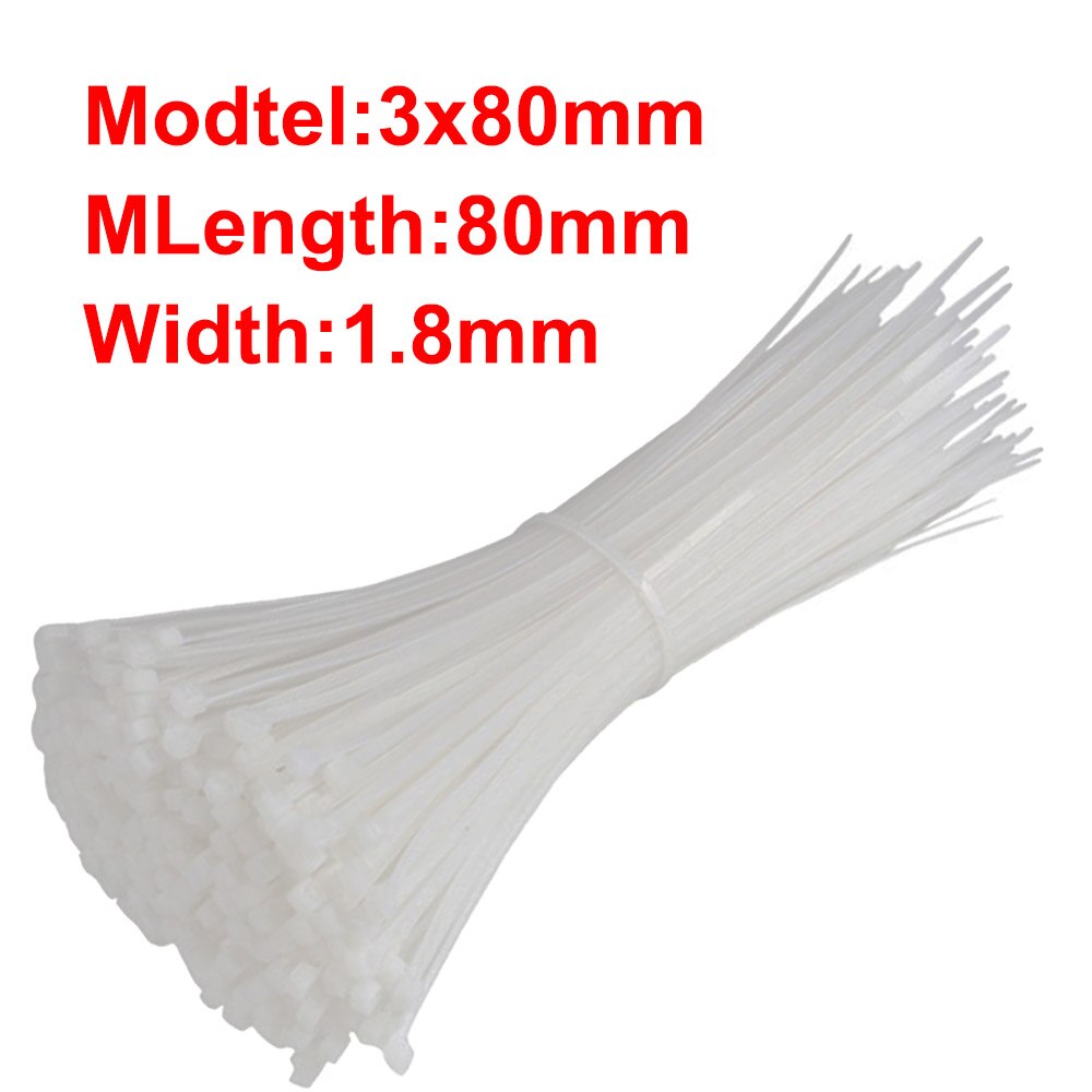 100Stck selbst-Verriegelung Kunststoff Nylon Kabelbinder Weiß Garten Industrielle Verschiedene Befestigungs Ring Anlage Befestigen Veranstalter Kabel Postleitzahl krawatte: B-100Stck