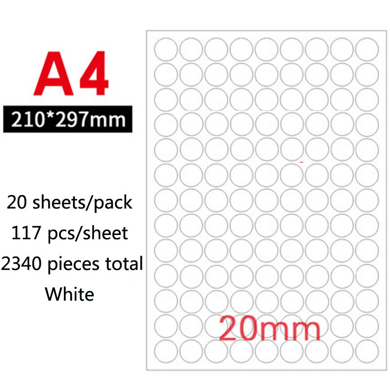 A4 redondo blanco brillante/adhesivo de papel kraft sello en blanco para impresoras o escritura a mano diámetro 2,5 cm 3cm 4cm 6cm