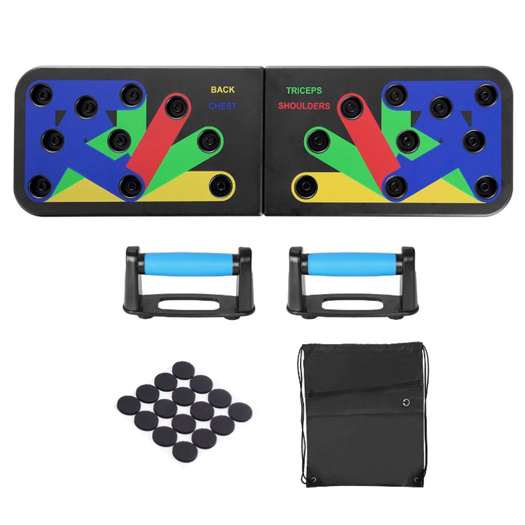 9in1 Push Up Board Pushup Stands Foldable Back &amp; Non-Slip Stickers for Gym