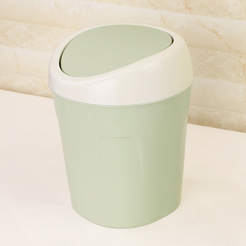 Mini poubelle de bureau maison panier à ordures Table créative poubelle balançoire couvert poubelle chambre cuisine outils de nettoyage: green