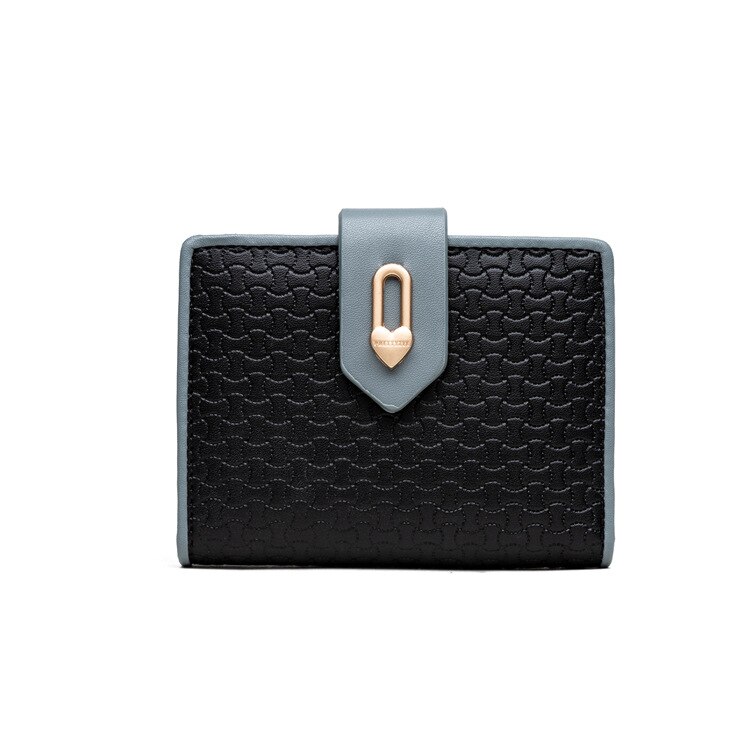 Short Wallet Women Zipper Hasp Panelled Small Purse High Capacity Coin Purse Card Holder: Black