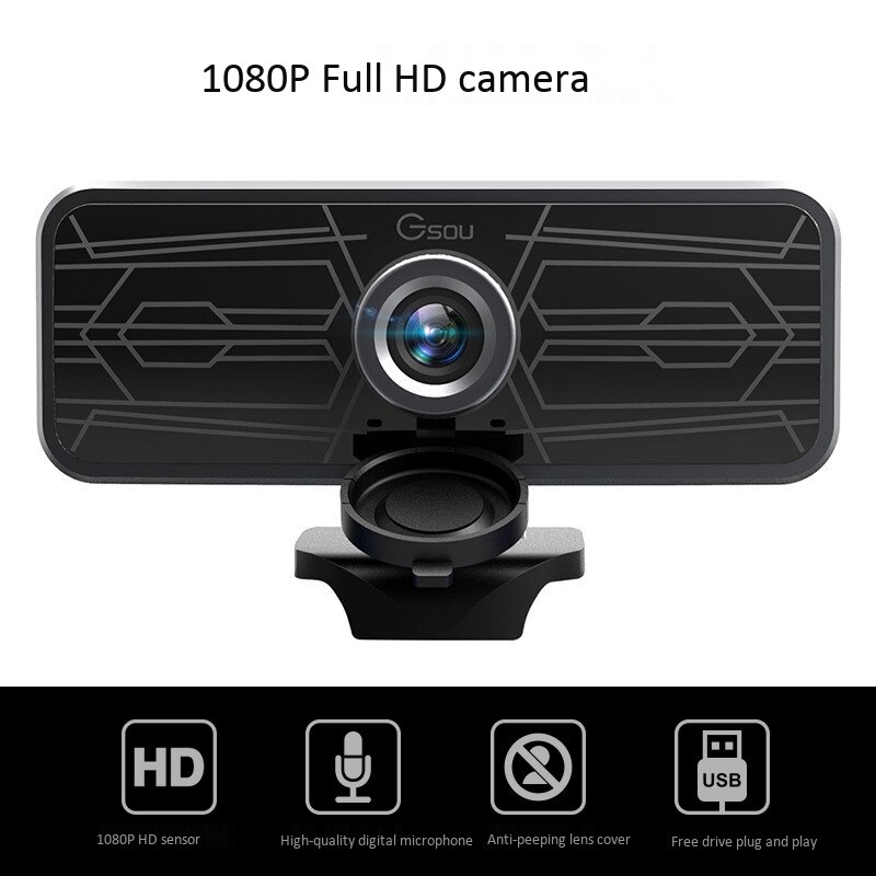 Gsou 1080P Webcam Ingebouwde Dual Microfoons Plug-En-Play Voor Pc Usb Full Hd Video camera Webcasts Online Lessen