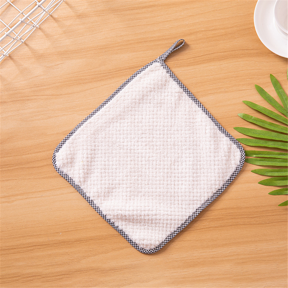 1/3/5PCS Dishcloths Water Absorbable Rag Glass Kitchen Microfiber Coral Fleece Cleaning Cloth Wipes: white / 3pcs