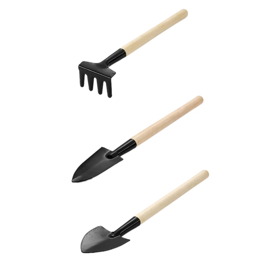 3 Pcs Garden Hand Trowel Shovel Spade Digging Gardening Tool with Wooden Handle