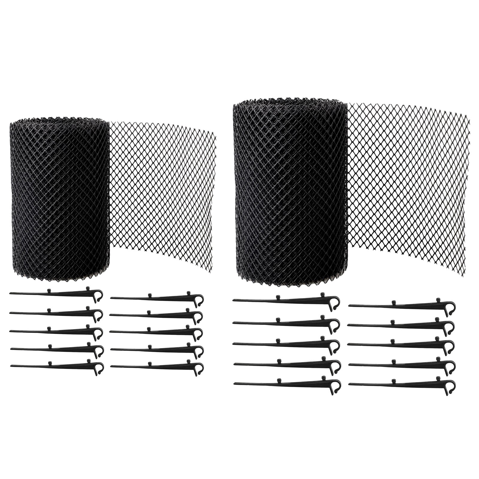 Plastic Gutter Guard Mesh, blad Bescherming Mesh Gutter Guards Roll Blad Guard Splash Dak Panelen Zwart Met 10 Vaste Haken