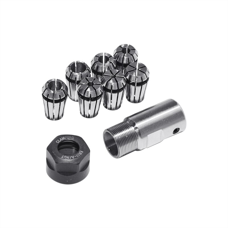 7Pcs High Carbon Staal ER11 Spring Collet ER11A 1/2/3/4/5/6/7Mm Set + 5Mm Verlengstuk Motor Shaft Houder Voor Cnc Draaibank Graveren