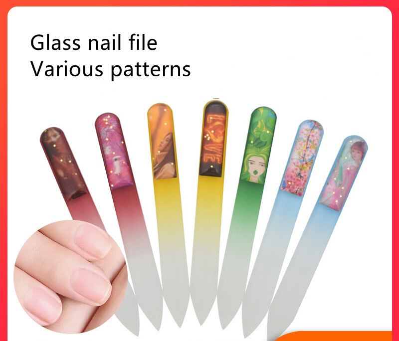 7 Kleur Nagelvijl Nail Gepolijst Bestand Nano Glas Reinigbare Shiny Slijpen Buffer Manicure Nail Art Tool Willekeurige Kleur