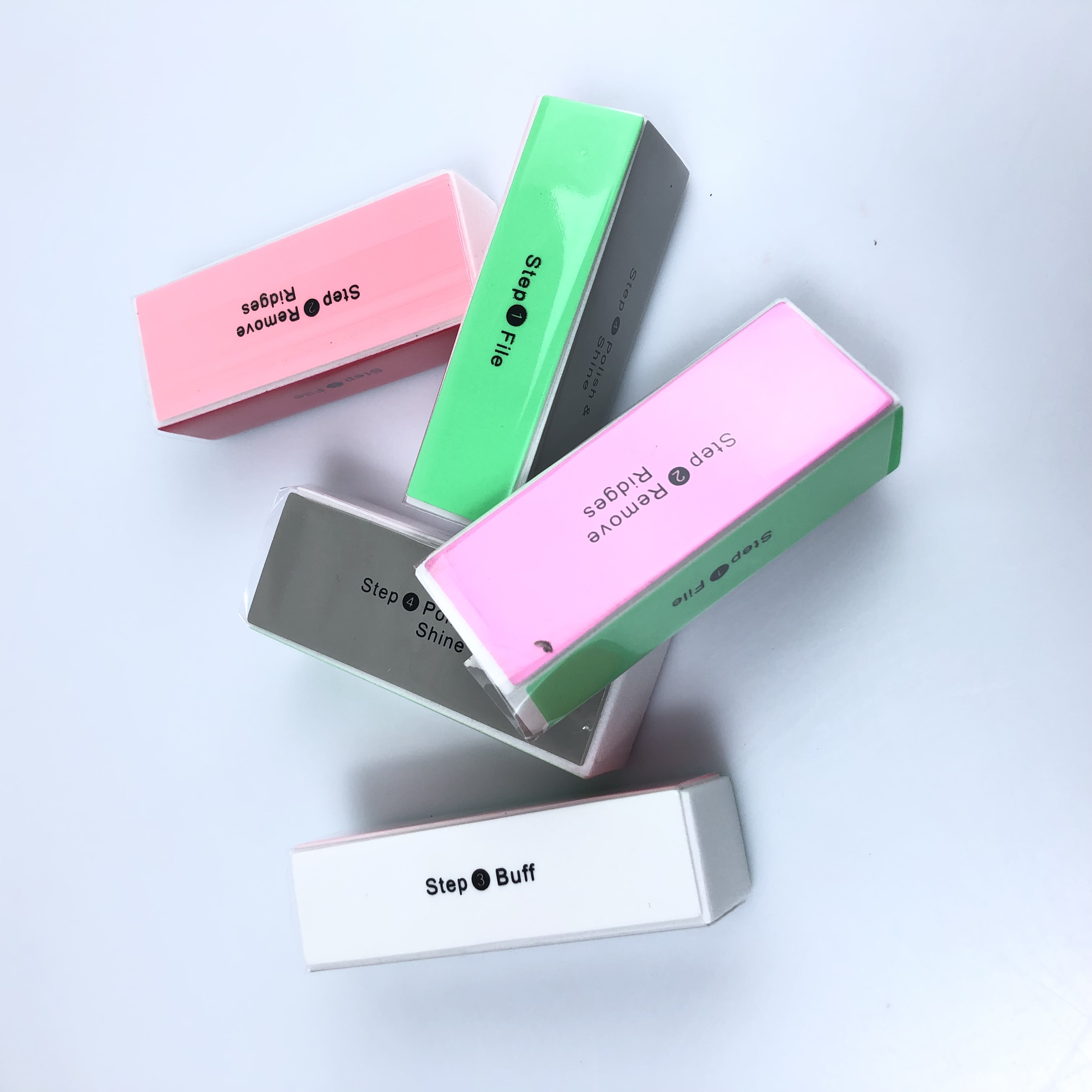 Lima pulidora de 4 pasos para uñas, Lima para uñas, pedicura, cuidado, herramientas de arte de uñas,: 5pcs