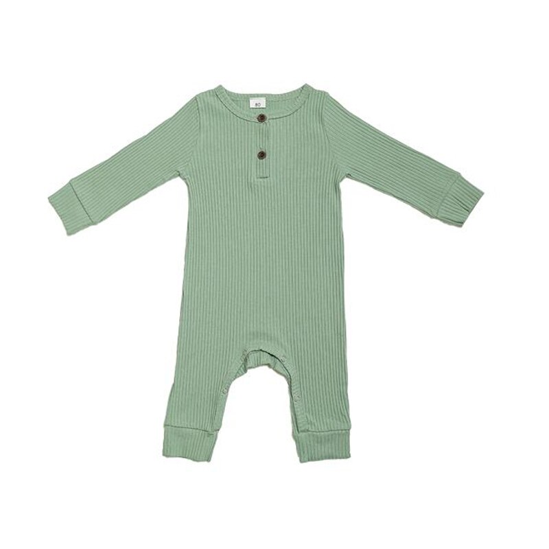 Baby-jumpsuits für frühling und herbst, Baby-Karosserie mit knöpfen, langärmelig, einfarbig, warm, Outfit 0-24m: 2