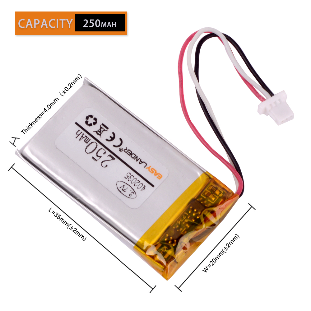 EASTCELL LiPo Akku 250 MAh 3.7V Mit MOLEX 2-Pin Stecker – Leichter Ersatzakku Für RC, Drohnen, Audiogeräte