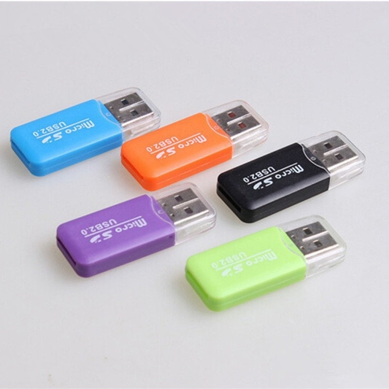 Mini USB 2.0 Card Reader for Micro SD Card TF Card Adapter Plug and Play Colourful Choose from for Tablet PC