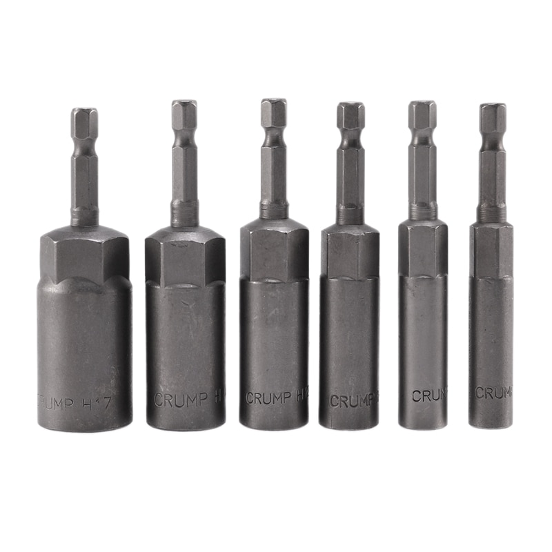 6 pièces 6mm-17mm 80mm longueur Extra profonde boulon écrou jeu de bits métrique 1/4 6.35mm hexagonale tige Impact douille adaptateur pour outils électriques