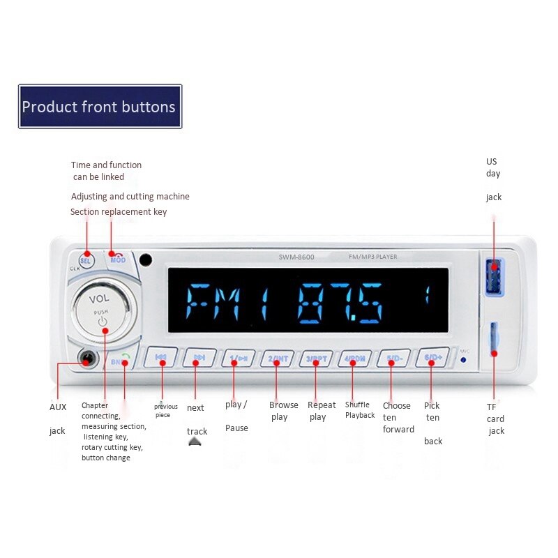 1Lärm in-Bindestrich Auto Radios Stereo Fernbedienung Digitale Bluetooth Audio- Musik Stereo 12V Auto Radio Mp3 Spieler USB