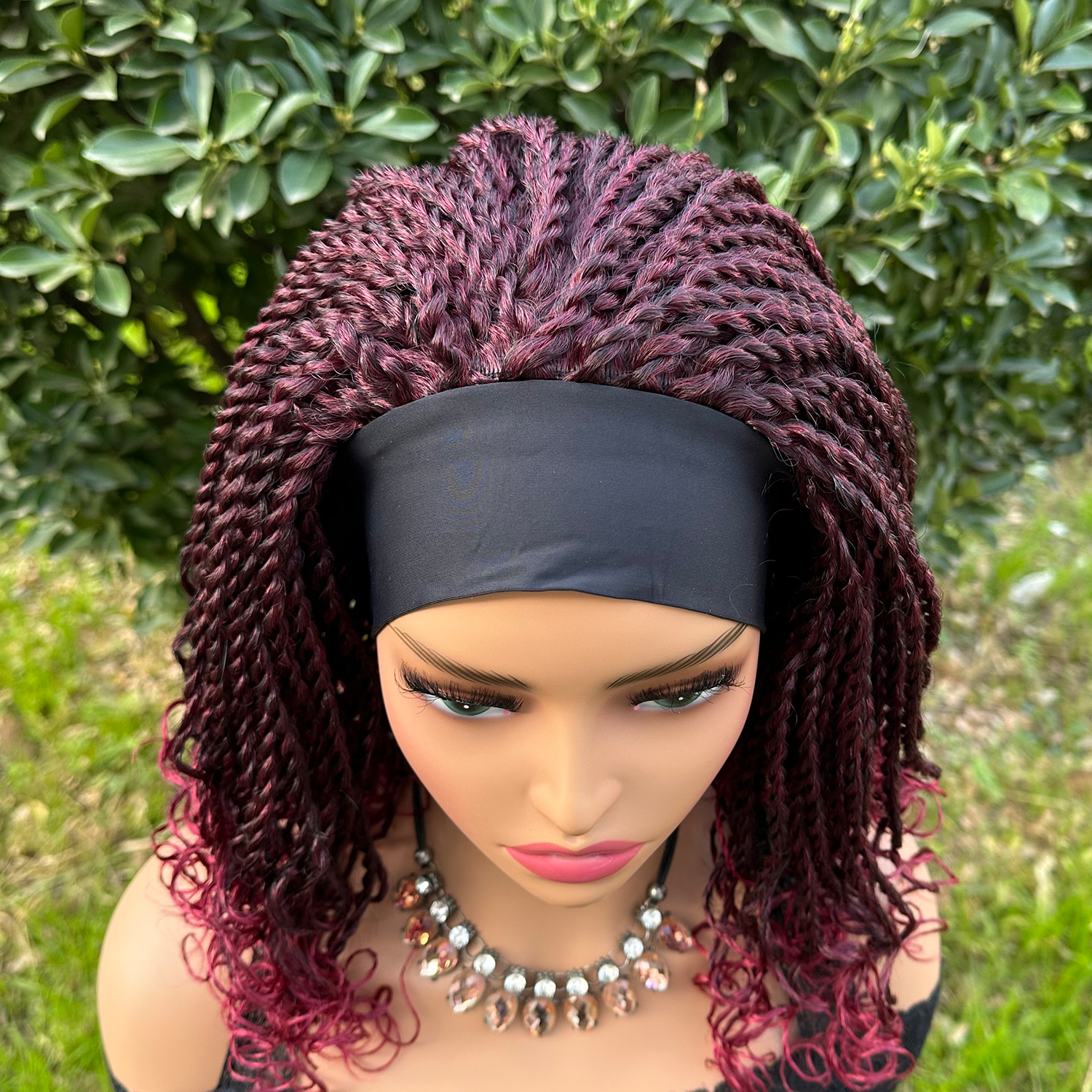 Short Braided Headband Wigs For Black Women Box Braided Headband Bob Wig African Synthetic Braiding Hair Headband Bob Wig