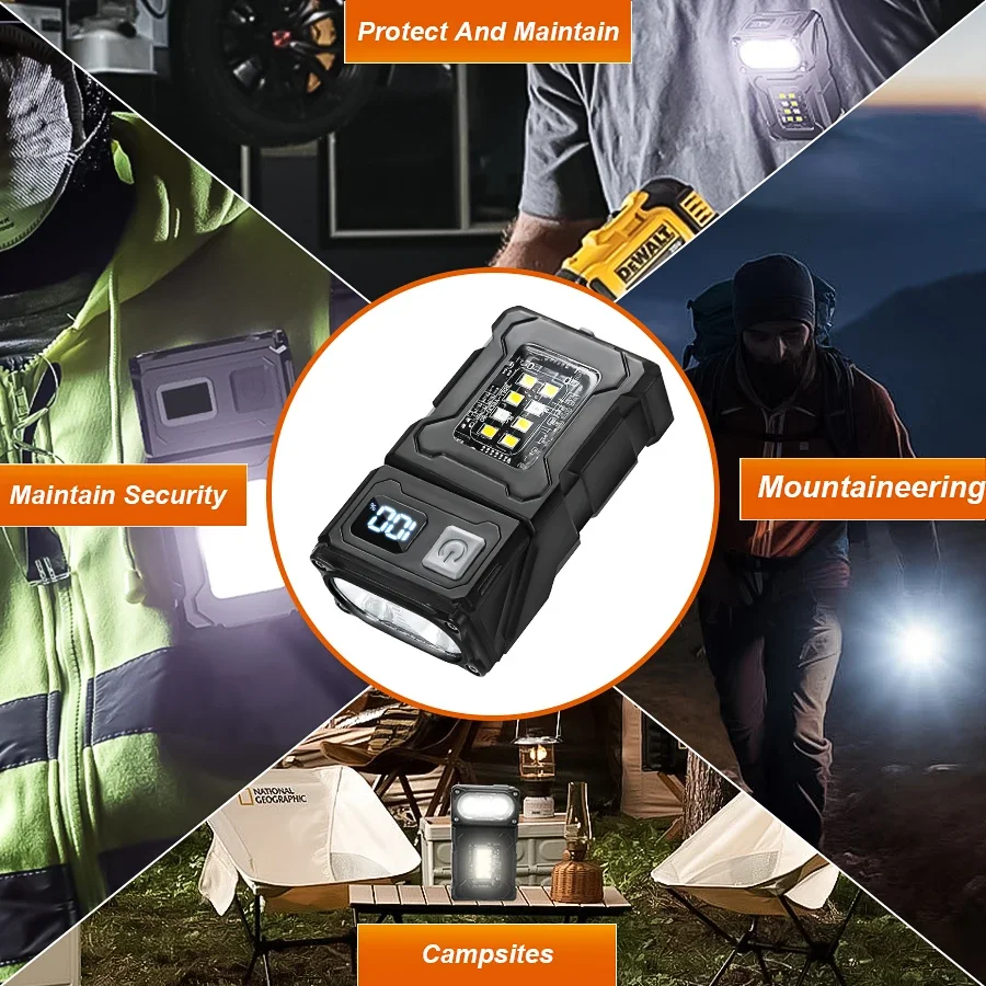 Mini linterna LED COB multifunción, fuente de luz Dual, linterna portátil superbrillante, lámpara de emergencia para Camping recargable tipo C