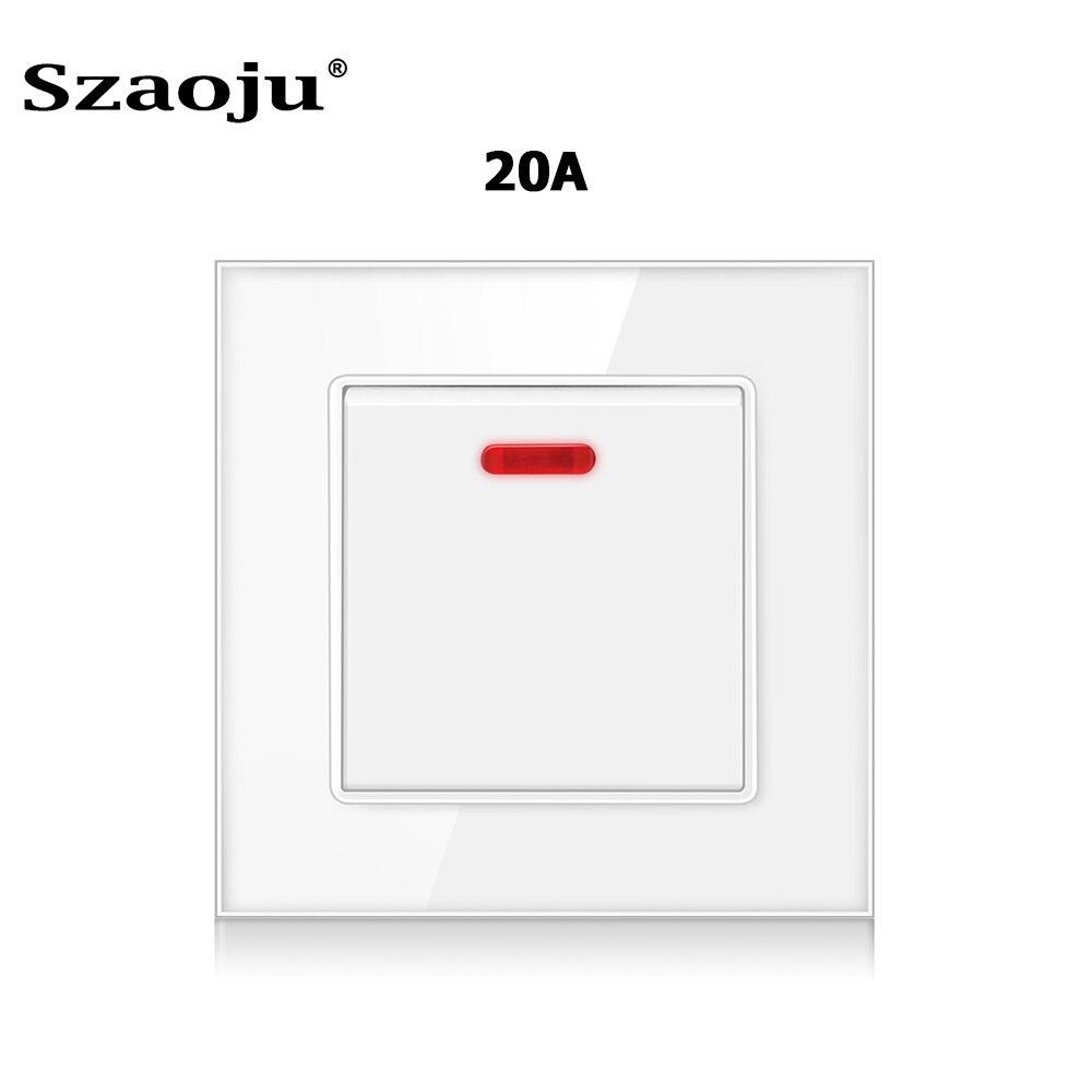 Szaoju 20A Electrical Switch with LED Indicator, 20A Large Power On / Off Switch for Air Conditioner White Blcak AC 110-250V: 20A White