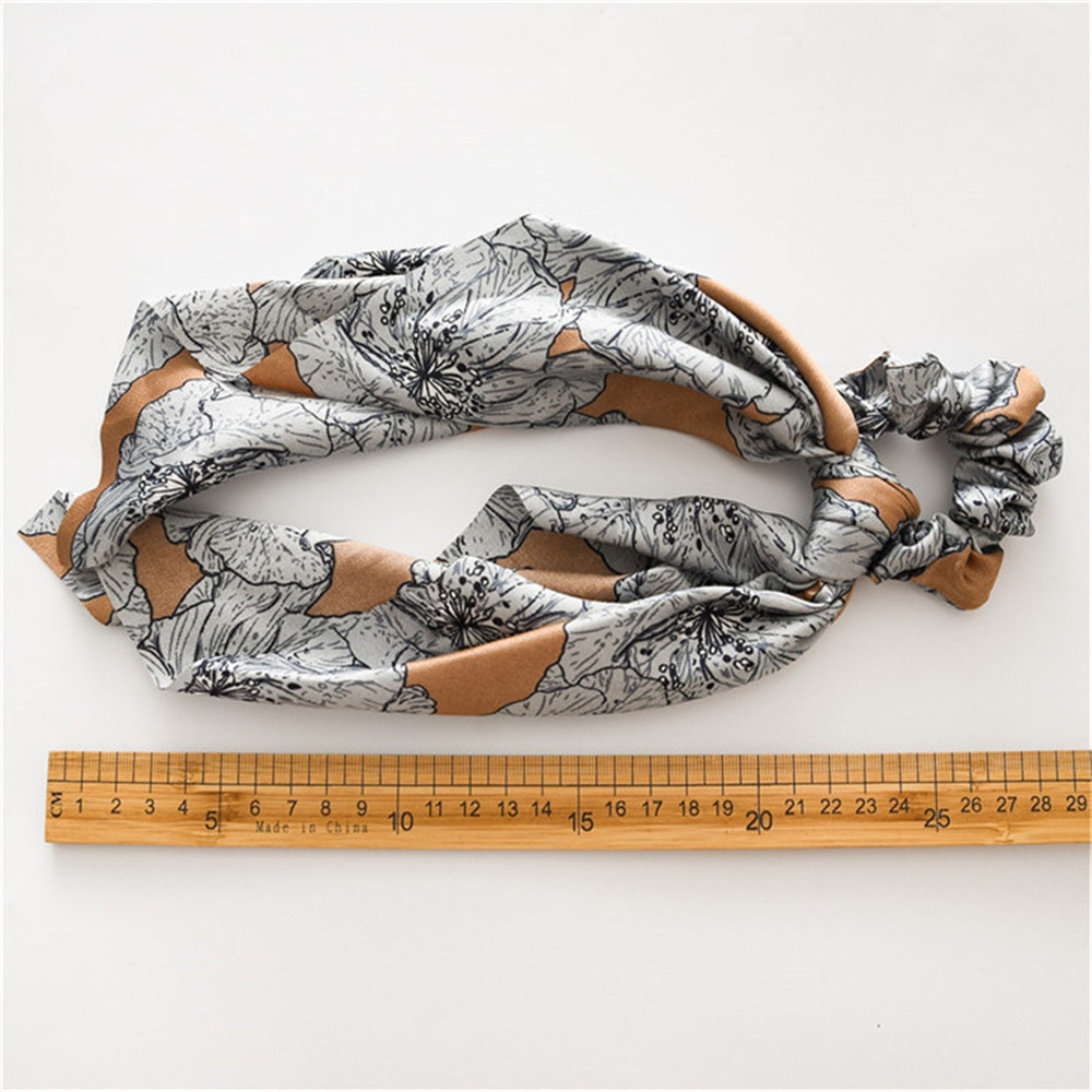 Sommer hår tørklæde sløjfe knude hestehale holder hår scrunchies til kvinder store blomster pandebånd elastisk hårtilbehør
