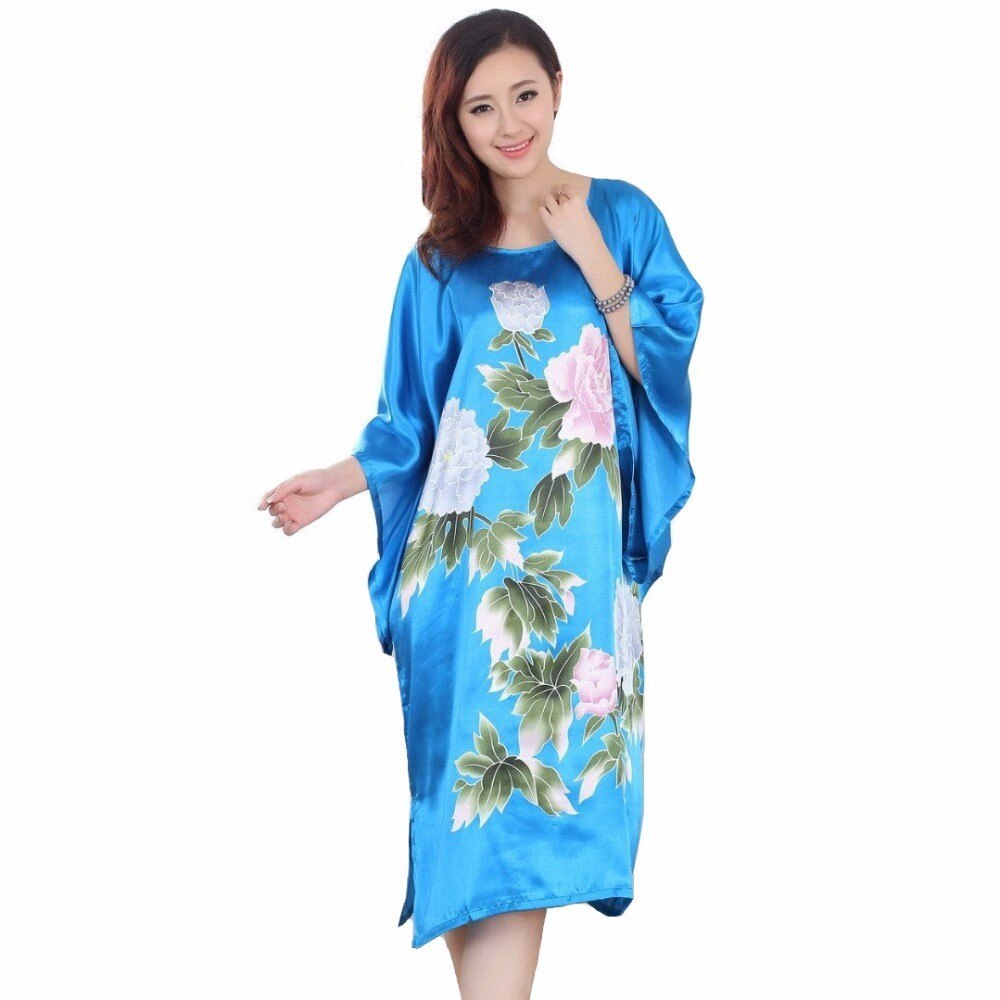 White Ladies Robe Summer Pajamas Chinese Women Rayon Sleepwear Kimono Bath Gown Nightgown Kaftan Yukata One Size M02