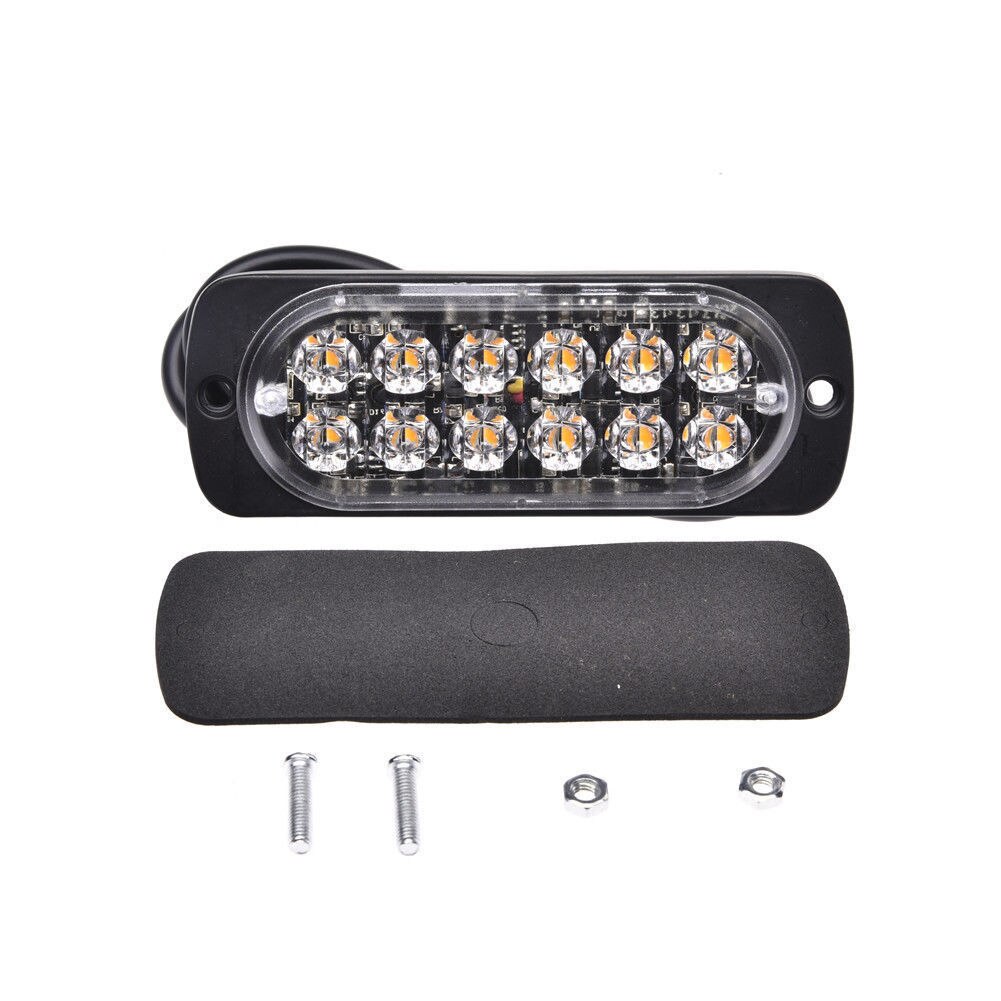 10 PCS LED Side Markers Warning Light Grille Long Bright Lights Emergency 12 LED Amber White Strobe Tow Truck Flashing 12V-24V