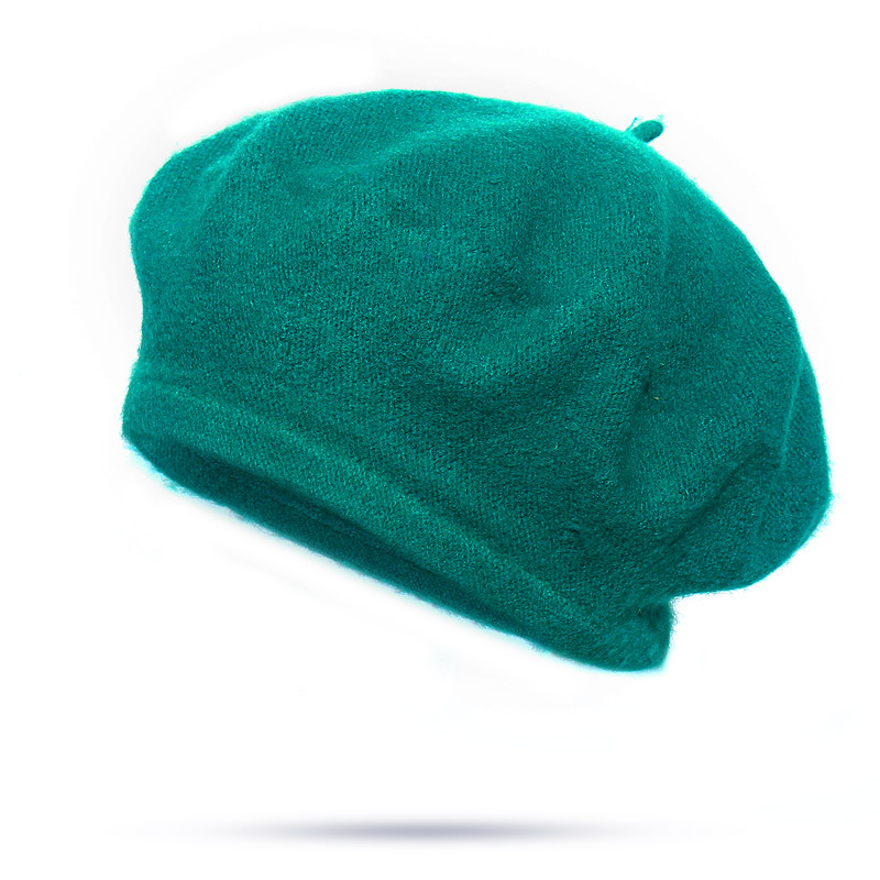 Jahrgang Frauen Mädchen Einfache Baskenmütze Französisch Warme Wolle Winter Mütze Hütte Kappe schlicht Baskenmütze Hüte Einfarbig Elegante Dame Winter kappen: Smaragd Grün