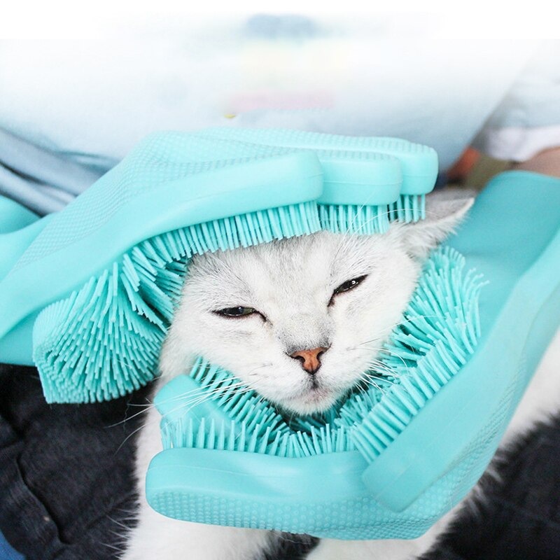 Guanti antigraffio per gatti guanto da toelettatura canna da compagnia accessori da bagno per gatti guanti per depilazione pettine per capelli e spazzola guanto per gatti gattino