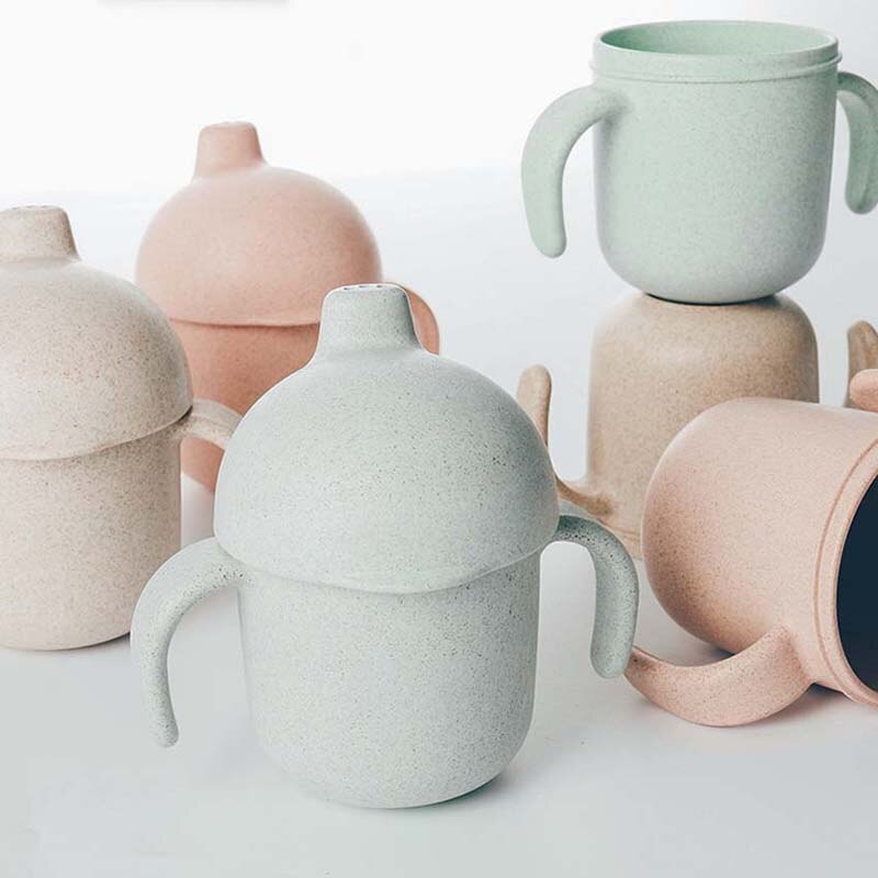 Taza de paja para leche y agua para bebé, recipiente de dos manos a prueba de fugas, Ventosas para niños, de Navidad, , 160ml