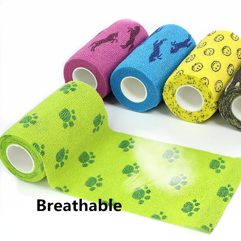 1 Roll Nonwoven Ademend Hond Samenhangend Verband Kat Hond Elastische Medische Bandage Ehbo WrapTape Voor Pet Gezamenlijke Bescherming