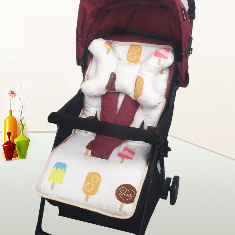 Bomuld blød pude spædbørn barn vogn madras børn vogn barnevogn liner trolley tilbehør vandtæt baby klapvogn siddeunderlag: Hvid med pude