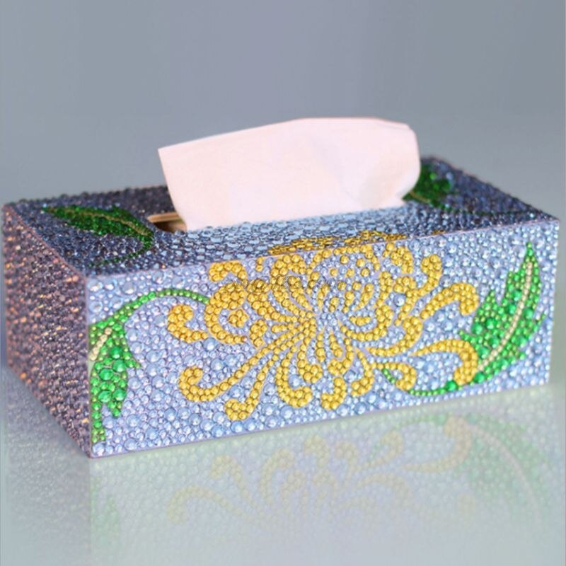 Forme spéciale diamant peinture bricolage rouleau boîte à mouchoirs stockage de bijoux lune étoile fleur point de croix artisanat: 9