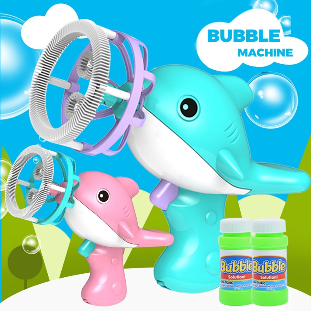 Kinderen Speelgoed Dolfijn Bubble Machine Automatische Zomer Cartoon Muziek Licht 2 Flessen Bubble Water Zomer Fun Outdoor Water Speelgoed