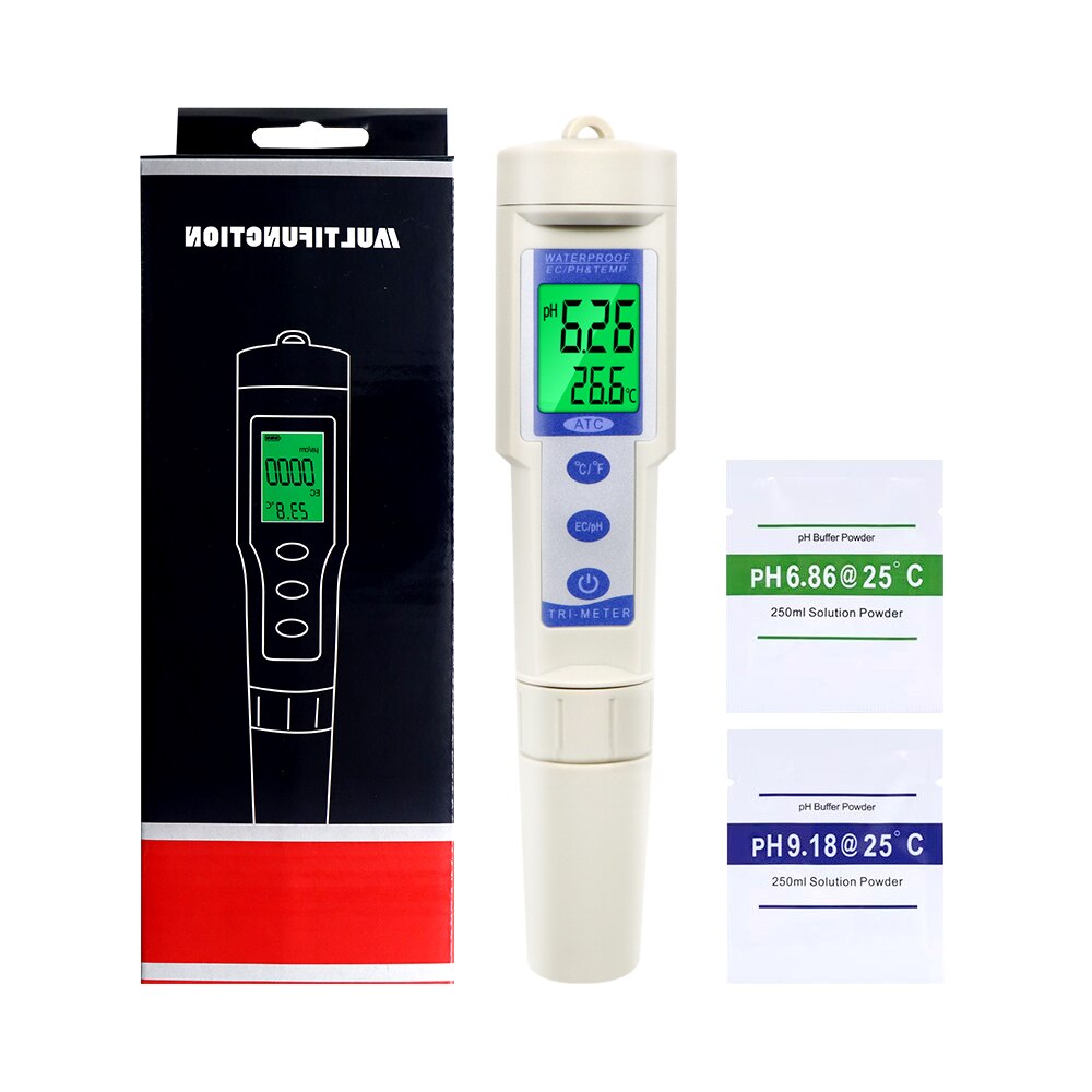 Cyfrowy ph-metr EC próbnik 3 w 1 mierniki PH EC TEMP monitor jakości wody czystość narzędzie robić pomiaru przewodności robić akwarium 40% taniej