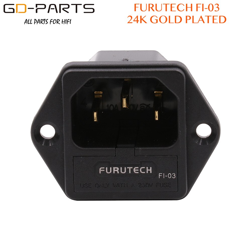 Brand Original FURUTECH FI-03 AC Power Plug socket IEC320-1 C14 Male With Fuse Holder Gold Rhodium Plated 10A 250V 1PC: Gold plated