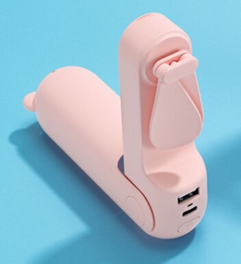 Jisulife Mini Ventilator Draagbare Ventilator 4800Mah Blijvende Stille Opvouwbare Usb Oplaadbare Ventilator Met Power Bank En Zaklamp Functie: Pink F8X 4800mAh