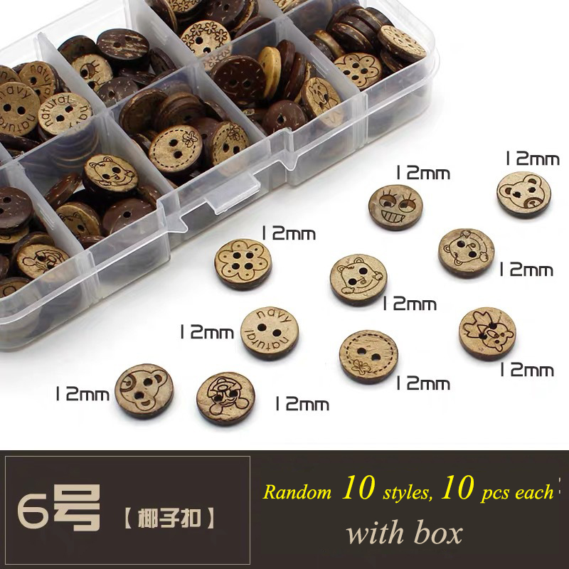 100pcs/lot Wooden Buttons for Cloth Decorative Sewing for Craft Supplies Diy Manualidades Accessories: 6